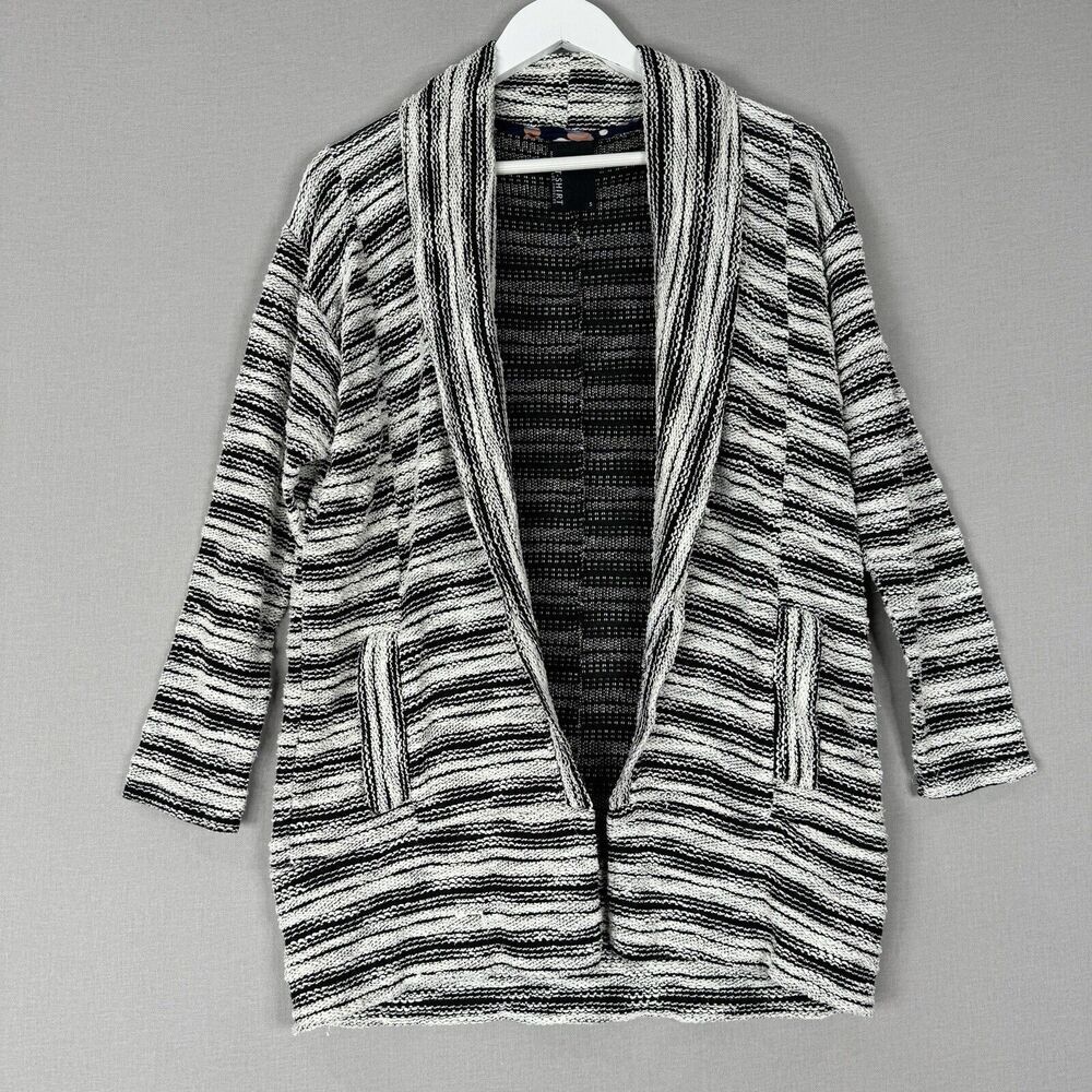 Dolan‎ Womens Jacket Small Black Tweed Knit Open Cardigan Cozy Layering Comfy